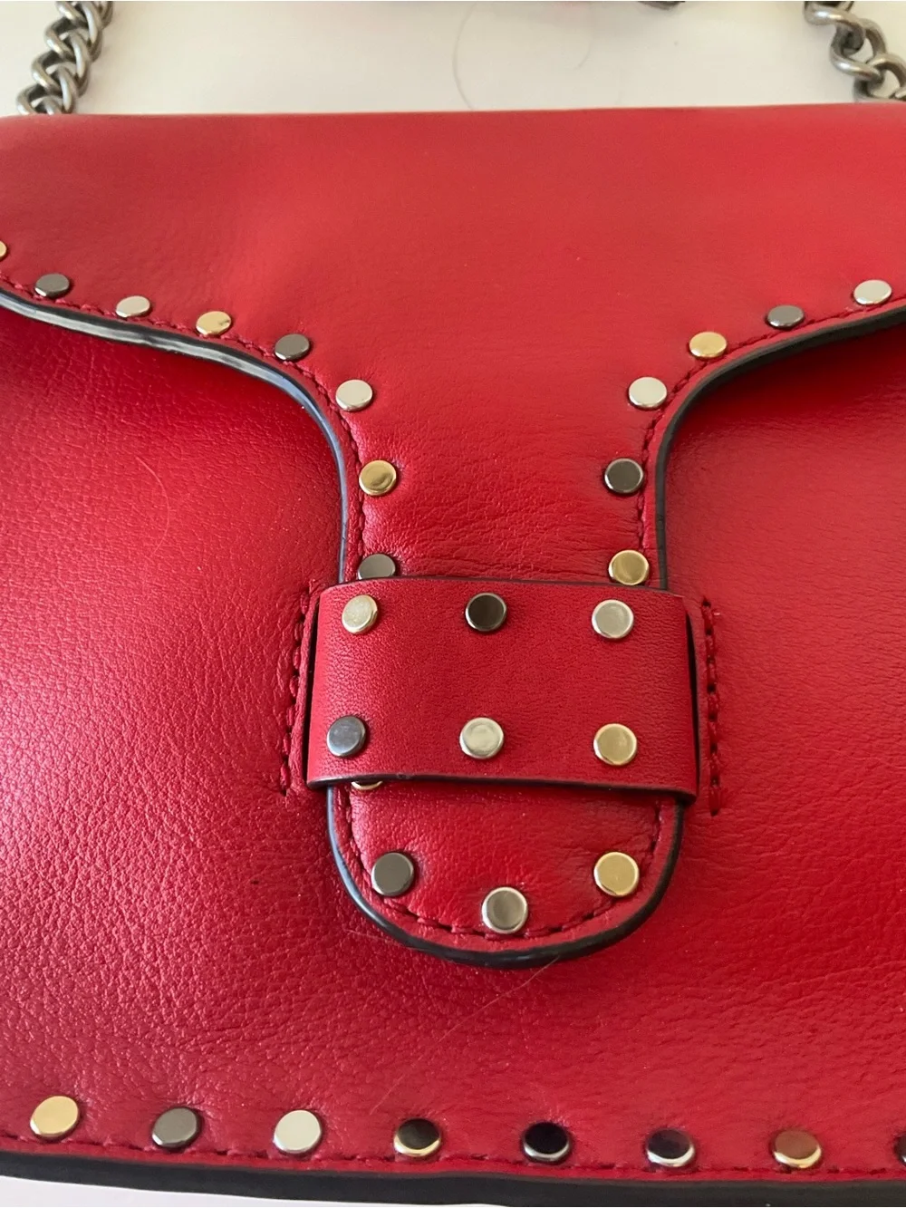 Rebecca Minkoff Red Studded Leather Crossbody Bag -
